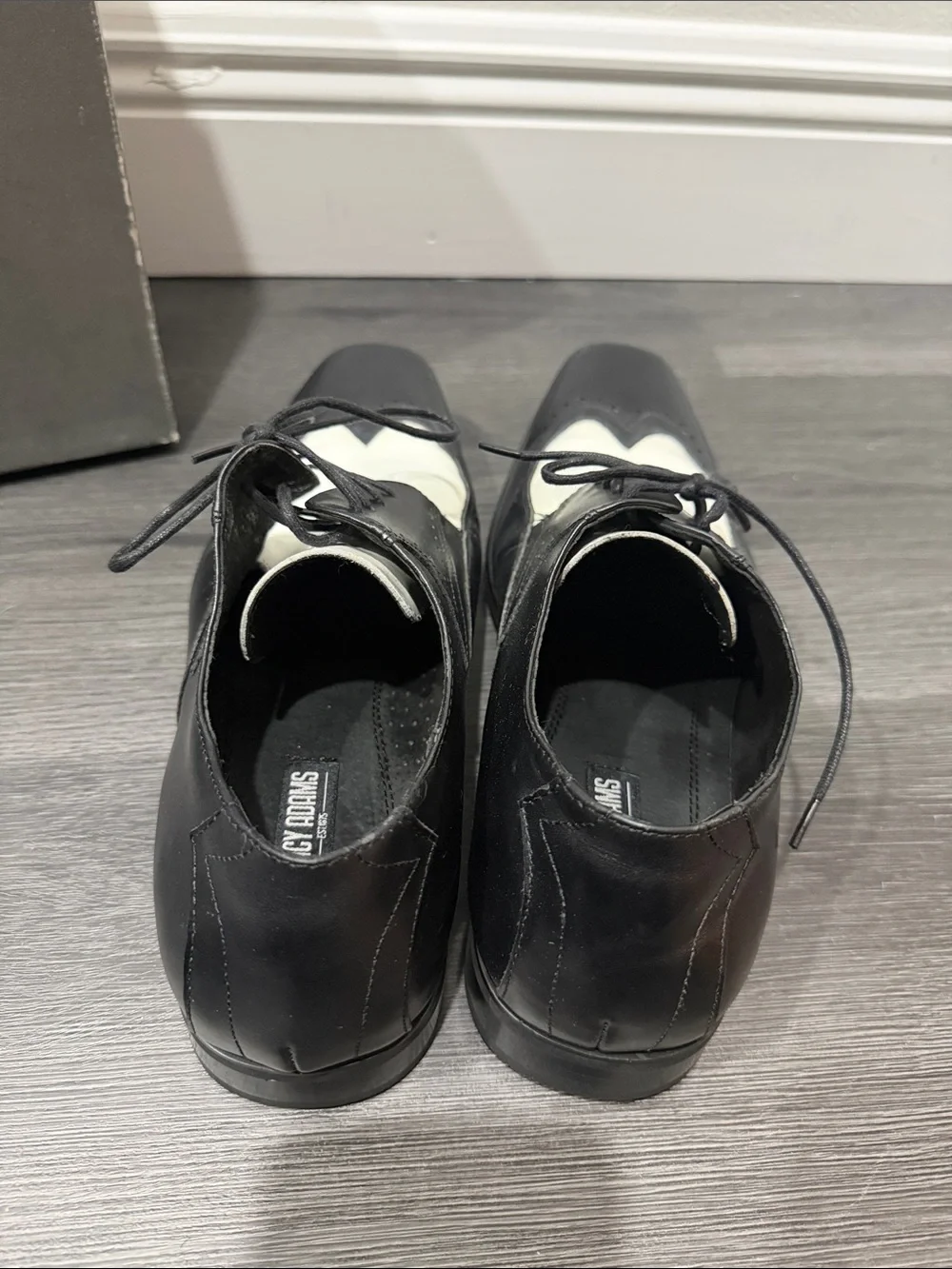 Stacy Adams Black and White Two-Tone Wingtip Derby Oxfords